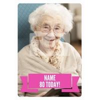 pink 80 today photo 80th birthday card