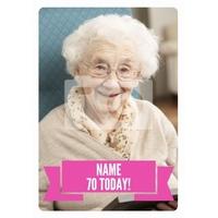 pink 70 today photo 70th birthday card