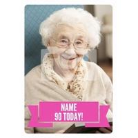 pink 90 today photo 90th birthday card