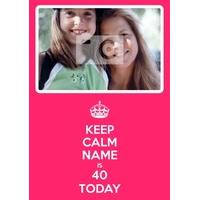 pink 40th fortieth birthday photo card