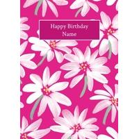 pink flower pattern personalised birthday card