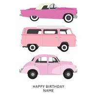 pink caravan birthday card