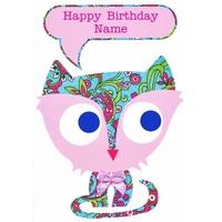 pink cat birthday card