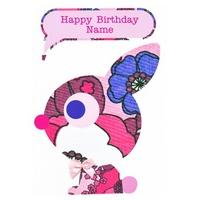 pink bunny birthday card