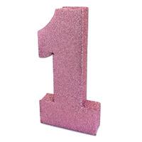 Pink Glitter Number 1 Table Decoration