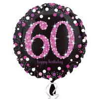 Pink Celebration Age 60 Helium Balloon
