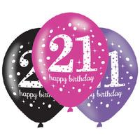 Pink Celebration Age 21 Latex Party Balloons