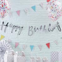 Pick and Mix Happy Birthday Silver Party Bunting