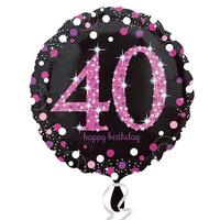 Pink Celebration Age 40 Helium Balloon
