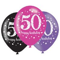 Pink Celebration Age 50 Latex Party Balloons