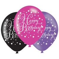 Pink Celebration Happy Birthday Latex Party Balloons