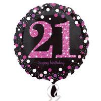 Pink Celebration Age 21 Helium Balloon