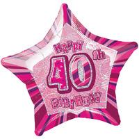 Pink Glitz Helium Balloon Age 40