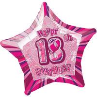 Pink Glitz Helium Balloon Age 18