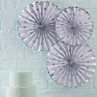 Pick and Mix Silver Metallic Polka Party Fan