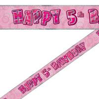 Pink 5th Birthday Foil Banner