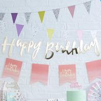Pick and Mix Happy Birthday Gold Party Bunting