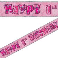 Pink 1st Birthday Banner