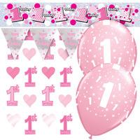 Pink First Birthday Room Decoration Kit