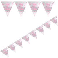 Pink First Birthday Foil Party Flag Bunting