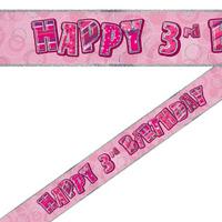 Pink 3rd Birthday Foil Banner