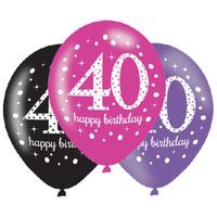 Pink Celebration Age 40 Latex Party Balloons