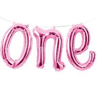 Pink \'One\' Air Fill Balloon Banner