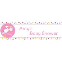 Pink Stork Baby Shower Personalised Banner