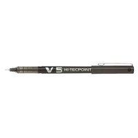 Pilot V5 Rollerball Pen 0.5mm Needle Tip 0.3mm Line (Black) Pack of 12 Pens