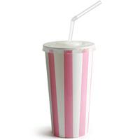 pink striped milkshake paper cups set 16oz 450ml set of 50