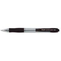 Pilot Super Grip Ballpoint Pen Retractable 1.0mm Tip 0.31mm Line (Black) Pack of 12 Pens