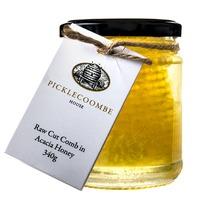 picklecoombe house raw cut comb in acacia honey 340g