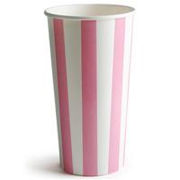 pink striped milkshake paper cups 16oz 450ml sleeve of 50