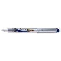 Pilot V-Pen V4W Disposable Silver Barrel Iridium Nib Fountain Pen (Blue) Pack of 12