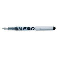 Pilot V-Pen V4W Disposable Silver Barrel Iridium Nib Fountain Pen (Black) Pack of 12