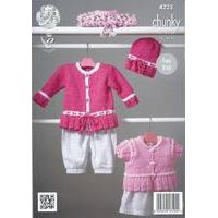 Pinafore Dress, Cardigans and Hat in King Cole Comfort Chunky (4225)