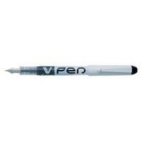 pilot v pen v4w disposable white barrel iridium nib fountain pen black