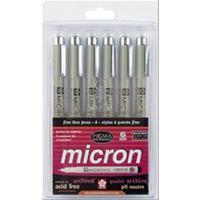 Pigma Micron Pen Set Assorted Sizes - Black 232483