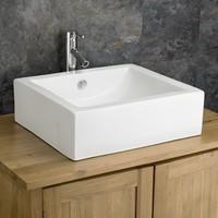 Piacenza 50cm by 45cm Ceramic White Rectangular Surface Mounted Sink