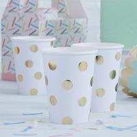 Pick and Mix Gold Metallic Polka Paper Party Cups