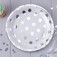 Pick and Mix Silver Metallic Polka Party Plates