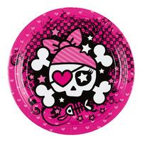 Pink Pirate Paper Party Plates