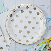 Pick and Mix Gold Metallic Polka Paper Party Plates