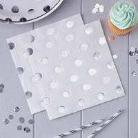 pick and mix silver metallic polka party napkins