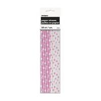 Pink Polka Dot Paper Straws 10 Pack
