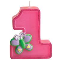 Pink 1st Birthday Cake Candle