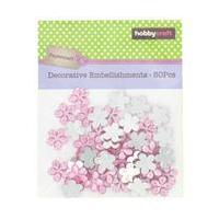 Pink Flower Gem Embellishments 50 Pack