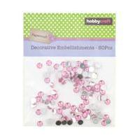 Pink Round Gem Embellishments 100 Pack