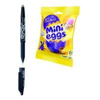 Pilot FriXion Erasable Black Rollerball Pen FOC Mini Eggs 90gsm Bag