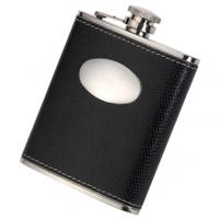 Pinder Bros Black Genuine Leather Flask 6oz